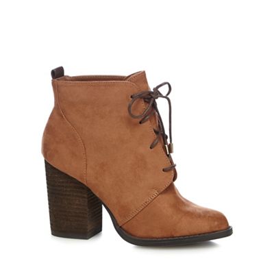 Brown lace up 'Afaeni' heel ankle boots